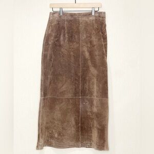 Stan Herman Genuine Suede Maxi Skirt‎ Brown Size 12 Washable Suede